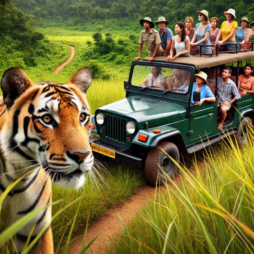Jeep Safari with Bengal Tiger in India’s Jungles